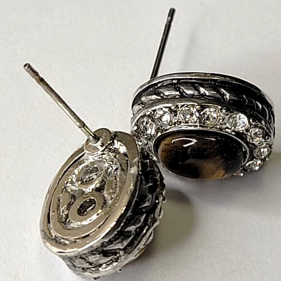 Tiger Eye Stud Earrings - Picture 9 of 13